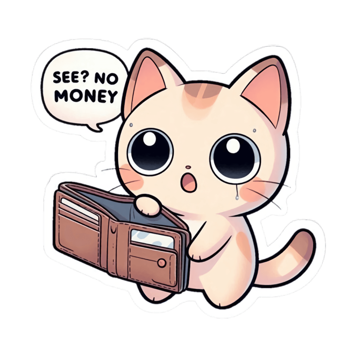 Cute No Money Cat Sticker